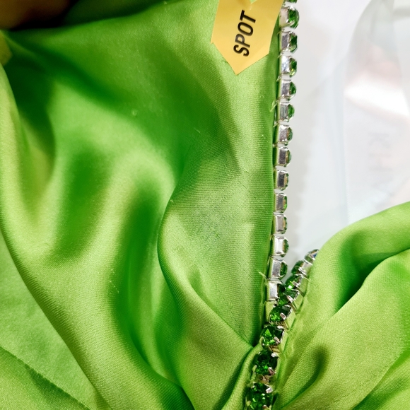 Khanums X Revolve Halter Gown With Slit in Pear Green - Picture 14 of 16